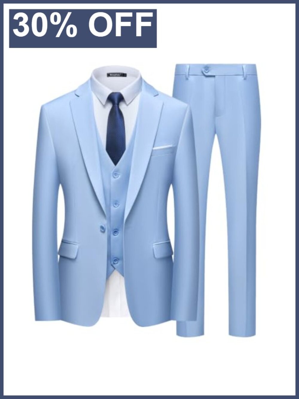 Men's Slim Fit 3-Piece Suit Set - Blazer Jacket Vest & Trousers Wedding Business